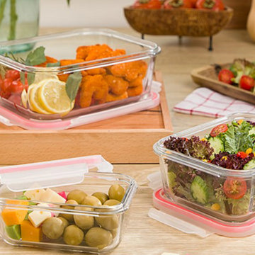 Glass Container 3 Pcs Set With Plastic