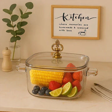 2.2L Heat-Resistant Borosilicate Glass Pot with Lid