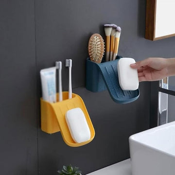 Multifunctional Soap Holder, Self adhesive Holder With Base Suction Cup, Slide Soap Holder