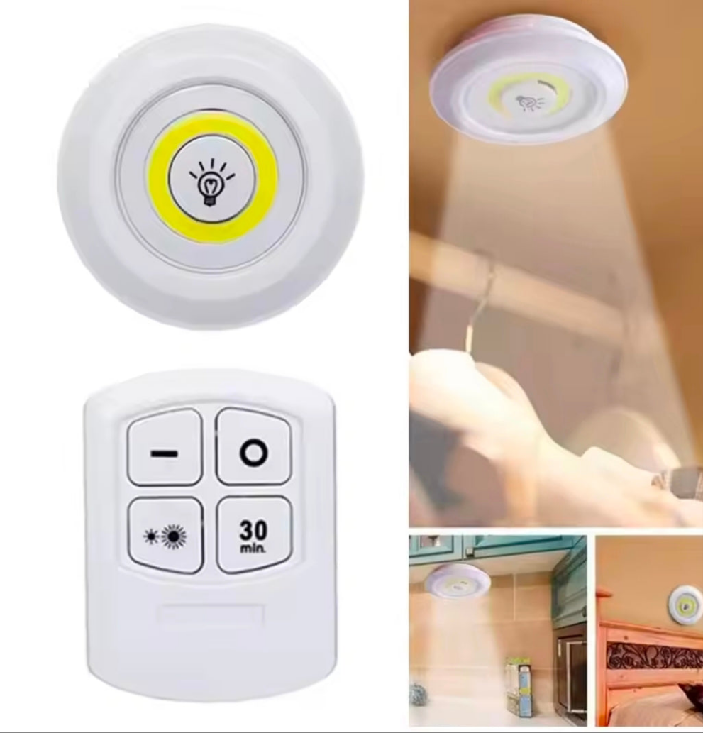 Remote Control Mini Light LED Under Cabinet Light Wireless Remote Control Dimmable Wardrobe Home Bedroom Kitchen  Closet Light