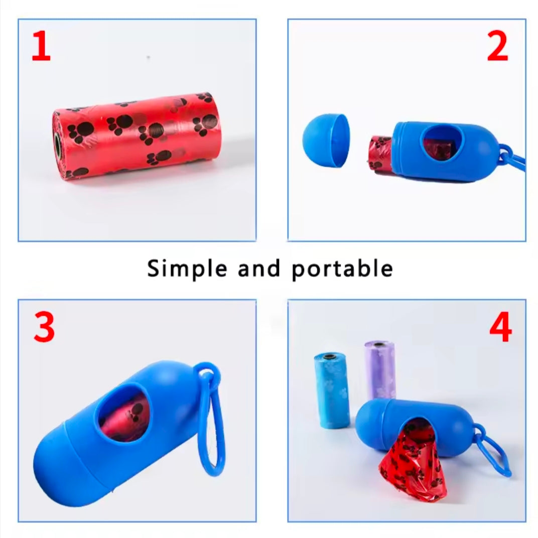 Led Lighted Dog Poop Bags Dispenser-Portable Degradable Waste Bags for Our Dog & Cat Cleaning