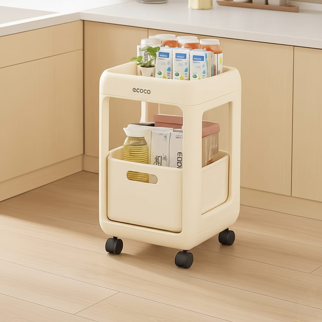 Storage Rack Station Artifact Desktop Storage Cabinet With Wheels Movable Bookshelf Trolley Storage Bag
