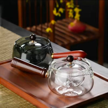 Chinese Tea Ceremony Casual Pot Small Green Orange Boiling Teapot Teapot Chinese Kung Fu Tea Set Side Handle Glass Teapot