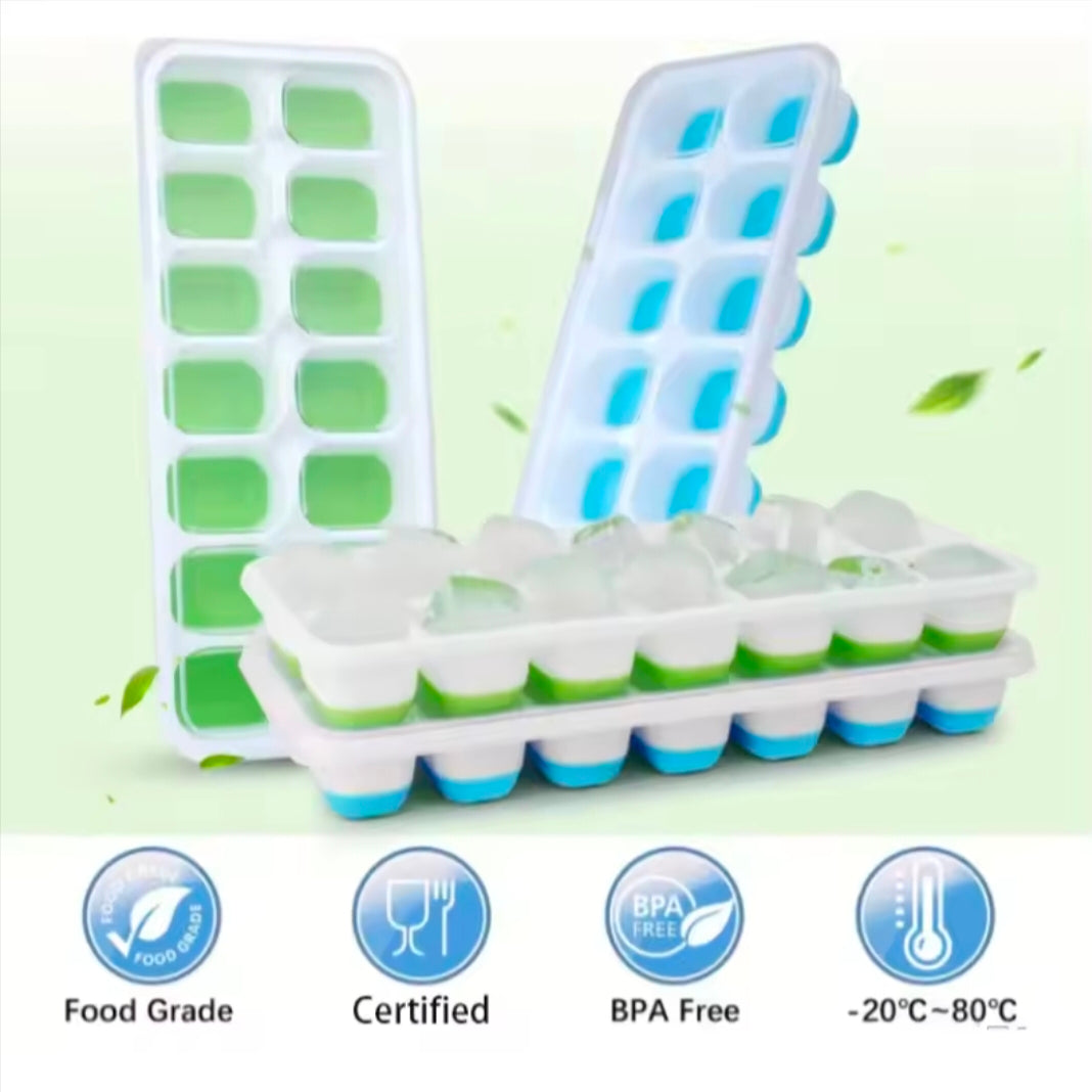 Multi-Colo PP+TPR Ice Cube Trays Reusable food-Grade Molds for Party Decor & Easy Home Storage With Leak-proof Design