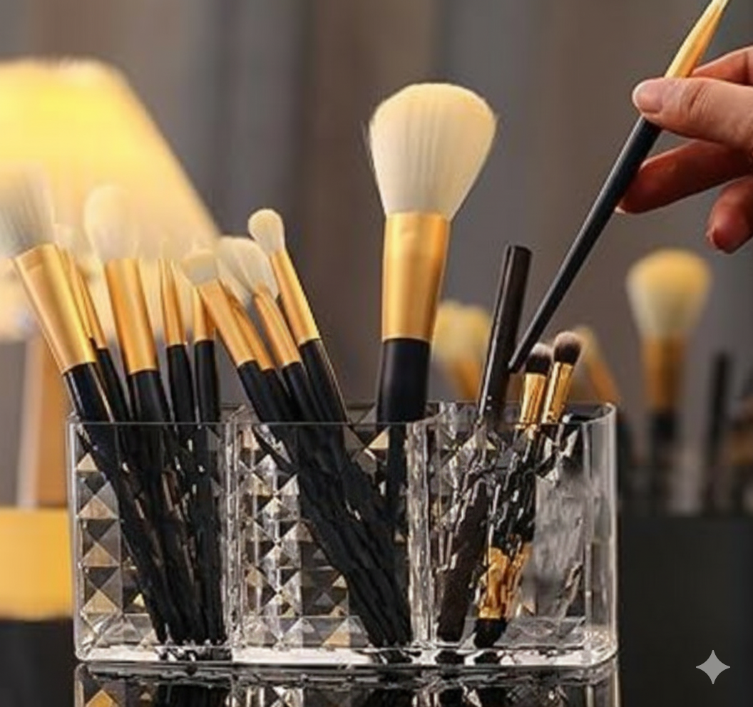 Transparent Acrylic Cosmetic Storage Box Beauty Egg Makeup Brush Holder Desktop Organizer for Eyebrows pencil powder Brush