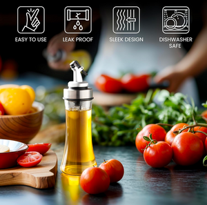 Transparent Glass Press Oil & Seasoning Bottle - 200 ML