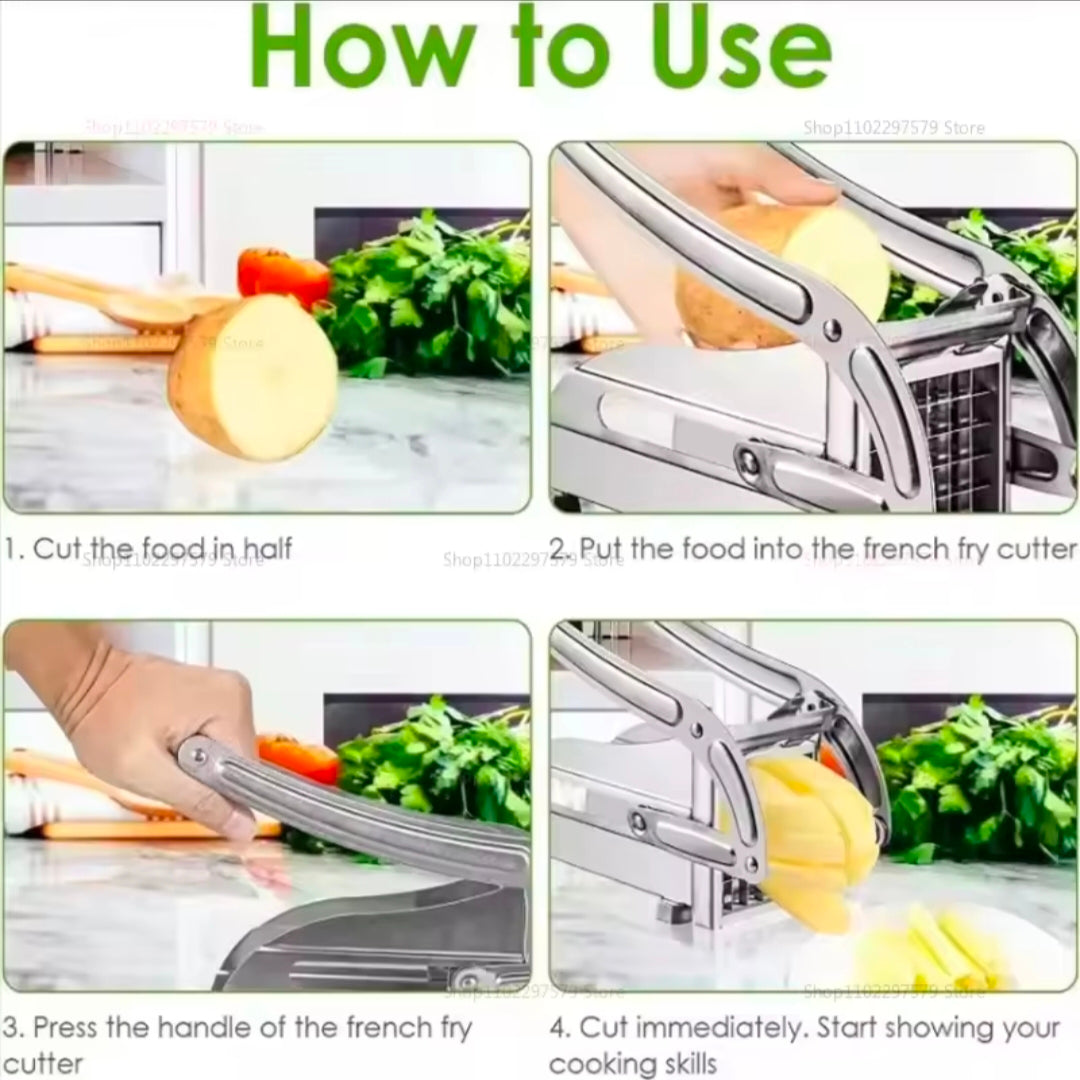 Multifunction Manual French Fries Steel vegetable Cutter Tool Fast Cutting With 2 Blades for Home Kitchen Restaurant