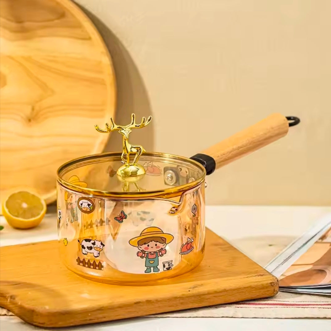 Thermal Power Furnace Heating Milk Pot High Boron Silicon High-temperature Resistant Glass Bowl Household Cooking Pot