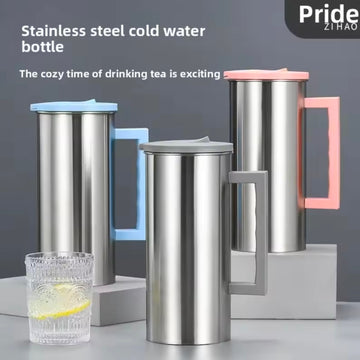 Korean Style Stainless Steel Cold Water Pot 1.6L Single Layer Juice Tea Pot for Restaurant Home Hotel Gift