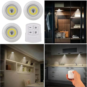 Remote Control Mini Light LED Under Cabinet Light Wireless Remote Control Dimmable Wardrobe Home Bedroom Kitchen  Closet Light