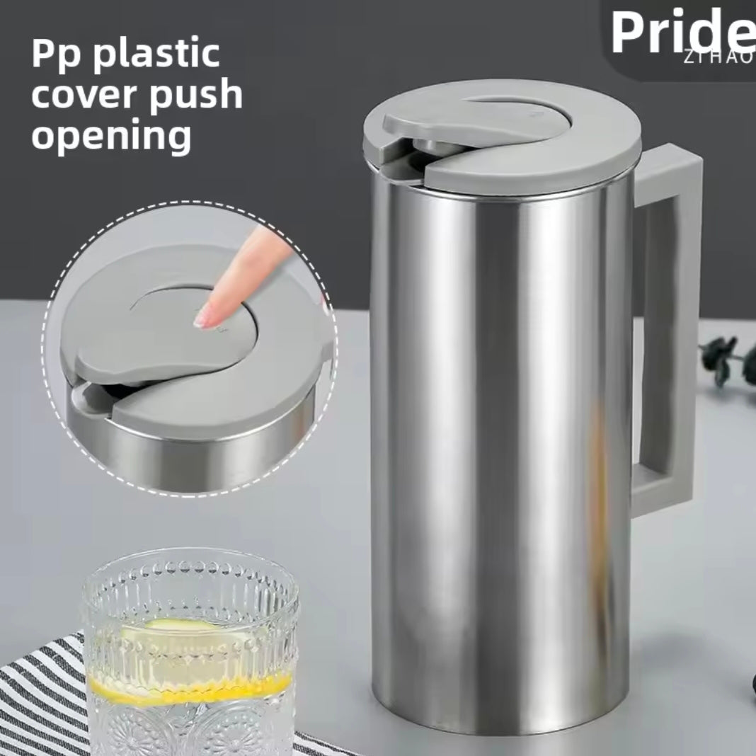 Korean Style Stainless Steel Cold Water Pot 1.6L Single Layer Juice Tea Pot for Restaurant Home Hotel Gift