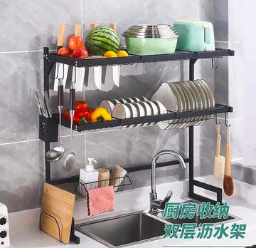 Kitchen Storage Shelf Above The Sink Bowl Draining Racks Multifunctional Dish Knife Rag Spoons sink Rack Set Organizer kitchen 85 cm