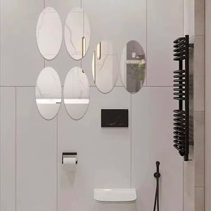 3D Wall Stickers Mirror Reflective Surface Oval Square Acrylic Sticker Home Bathroom Living Room Wall Decoration