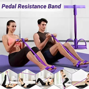 Four-Tube Pedal Tensioner Multi-Functional Household Fitness Equipment Yoga Abdominal Strengthening Elastic Band TensionRope