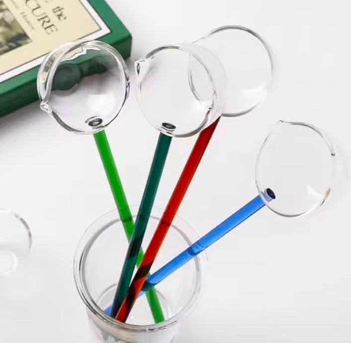 Borosilicate Glass Spoon With Long Handle Transparent Heat Resistance Sauce Soup Spoon With Spout Dessert Spoon Kitchen Bar party