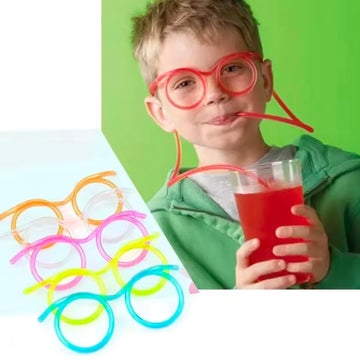 Straw Glasses Funny Soft PVC Glasses Flexible Drinking Straws Kids Party Supplies Bar Supplies Creativity Toy Kids Gift
