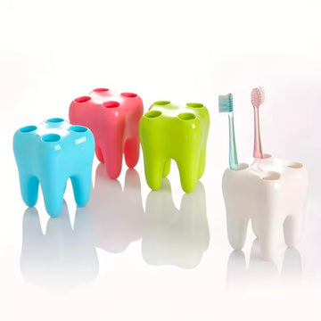 1 Cute Tooth Shaped Multifunctional Plastic Toothbrush Holder Multifunctional Bathroom Manager