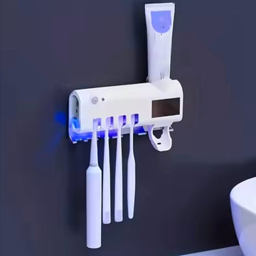Toothbrush Holder Wall Mounted Solar UV Light Ultraviolet Toothbrush Sterilizer Automatic Toothpaste Holders Bathroom Accessory