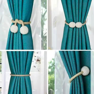 1/2Pcs Pearl Magnetic Curtain Clip Curtain Holders Tie Back Curtain Decor Accessories