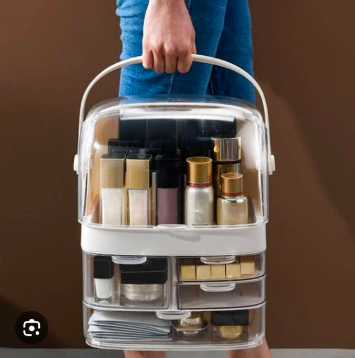 Premium Large-Capacity Makeup Organizer With Lid-Dustproof Desktop Cosmetic Storage Drawer for Skincare & Beauty Products