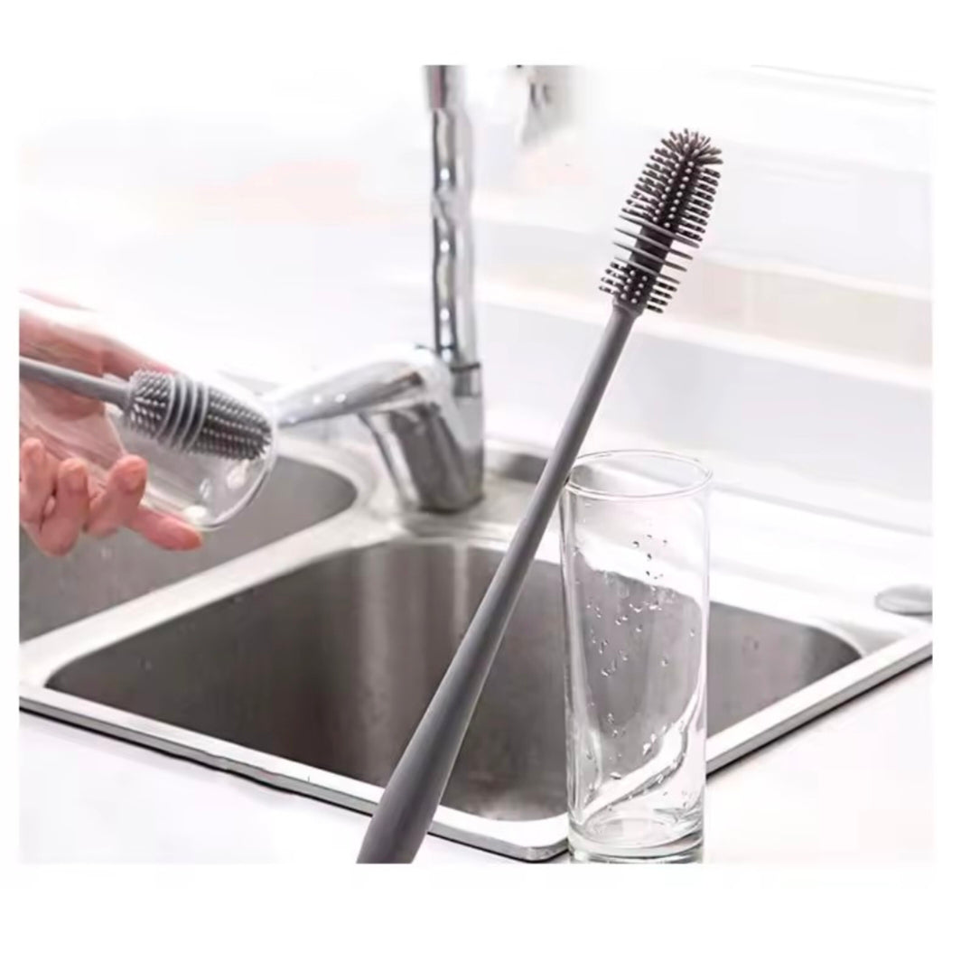 Silicone Milk Bottle Brush Cup Scrubber Glass Cleaner Kitchen Cleaning Tool Tong Handle Drink Bottle Glass Cup Cleaning Brush