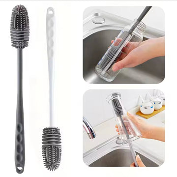 Silicone Milk Bottle Brush Cup Scrubber Glass Cleaner Kitchen Cleaning Tool Tong Handle Drink Bottle Glass Cup Cleaning Brush