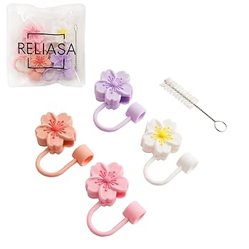 Floral-shaped earbud holders with RELIASA packaging on a white background