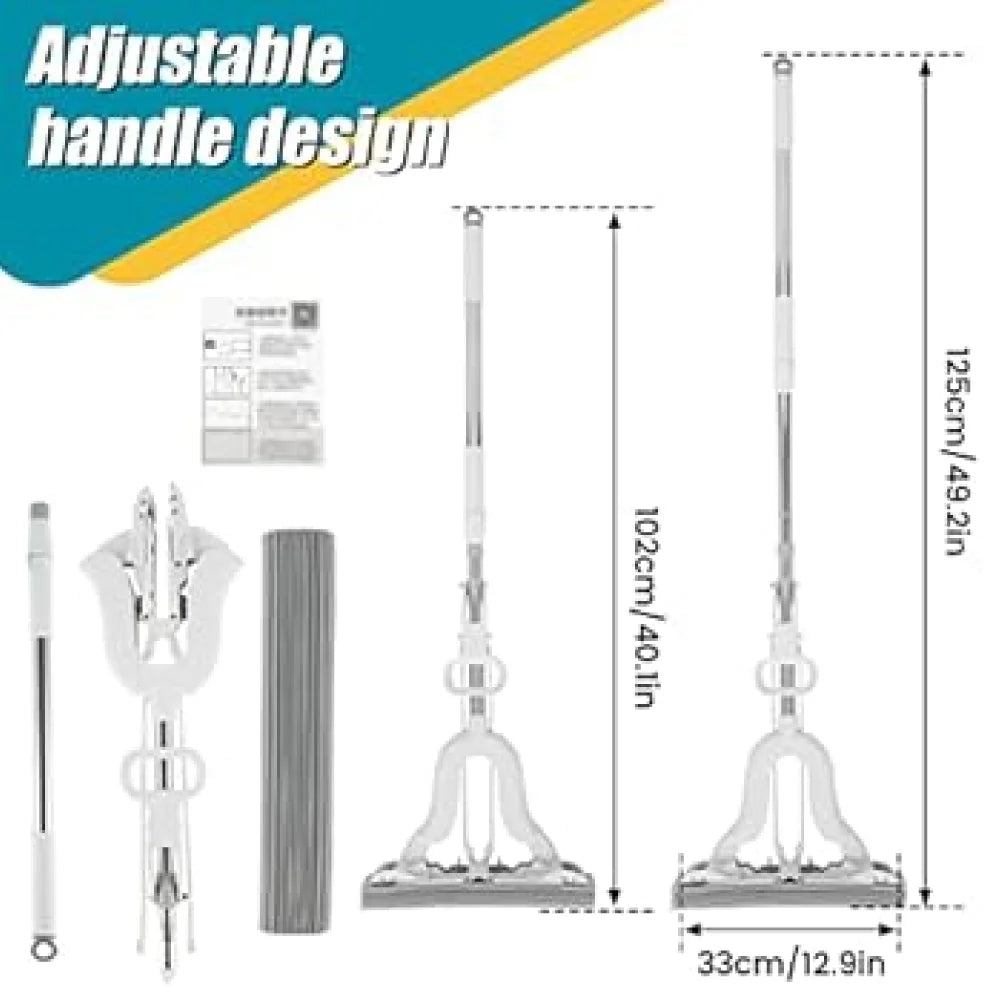 PVA Sponge Mop with Adjustable Handle and Self-Wringing