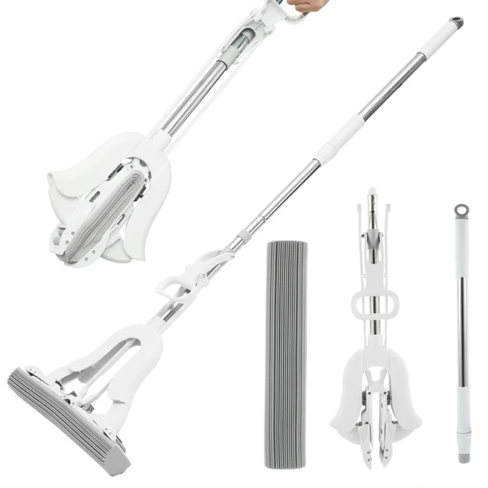 PVA Sponge Mop with Adjustable Handle and Self-Wringing
