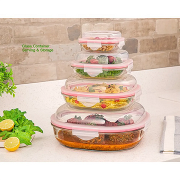 4 Pcs Glass Storage Box Container Set