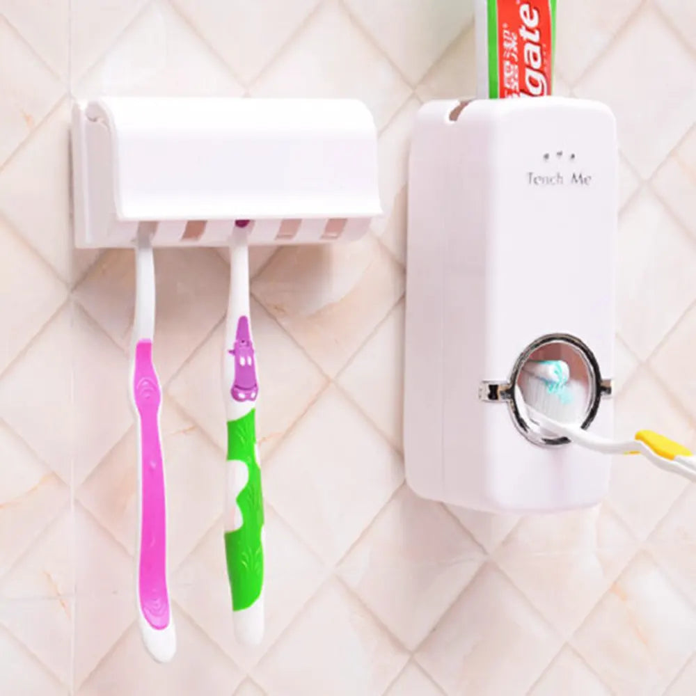 Toothpaste Dispenser With Toothbrush Holder Wall Mount