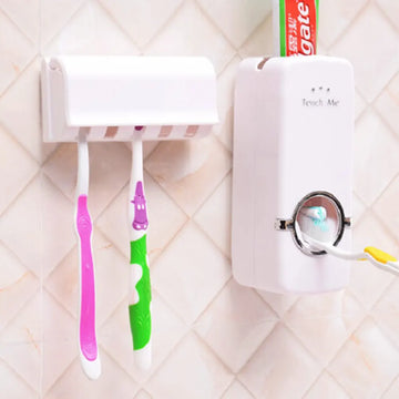 Toothpaste Dispenser With Toothbrush Holder Wall Mount