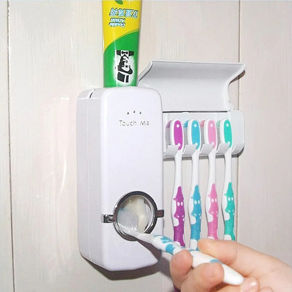 Toothpaste Dispenser With Toothbrush Holder Wall Mount