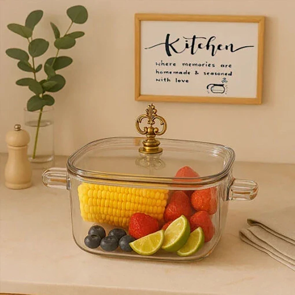 2.2L Heat-Resistant Borosilicate Glass Pot with Lid