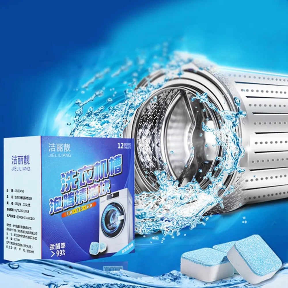 Washing Machine Cleaner Tablets 12pcs Deep Cleaning & Descaling Effervescent Tabs