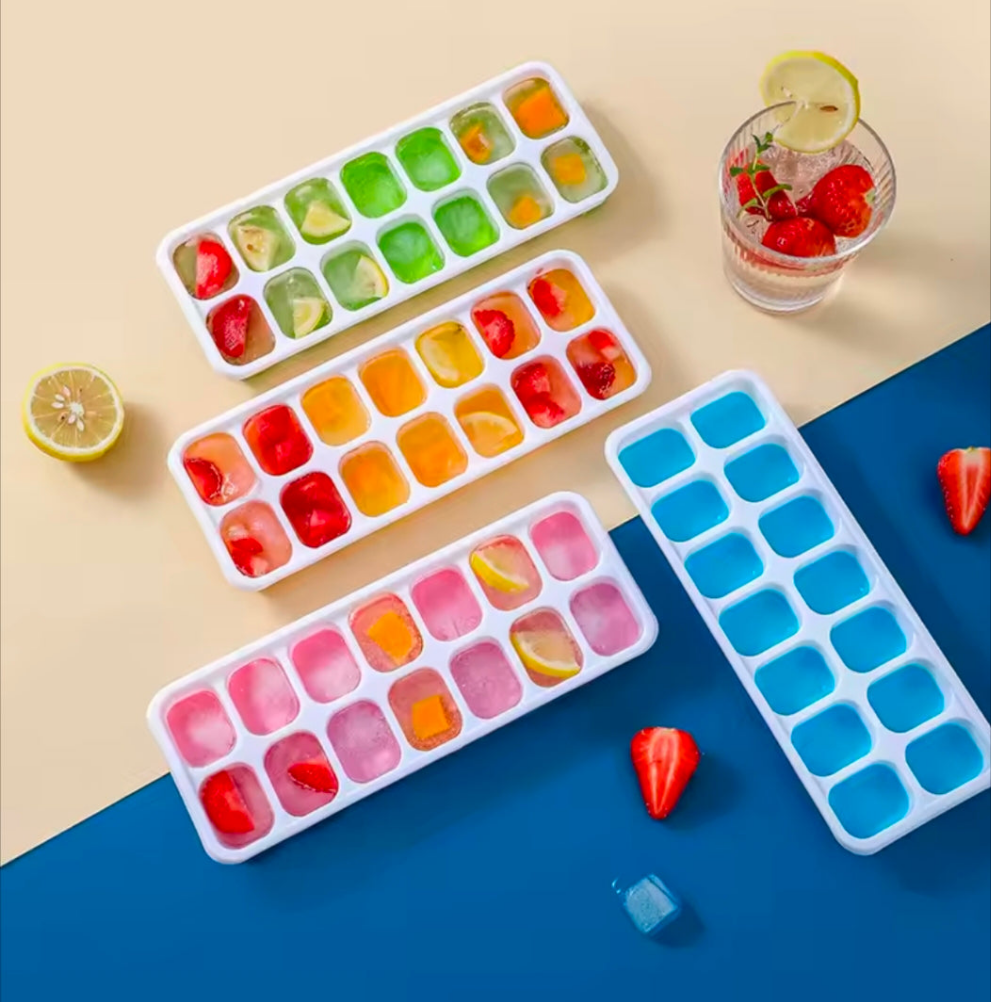 Multi-Colo PP+TPR Ice Cube Trays Reusable food-Grade Molds for Party Decor & Easy Home Storage With Leak-proof Design