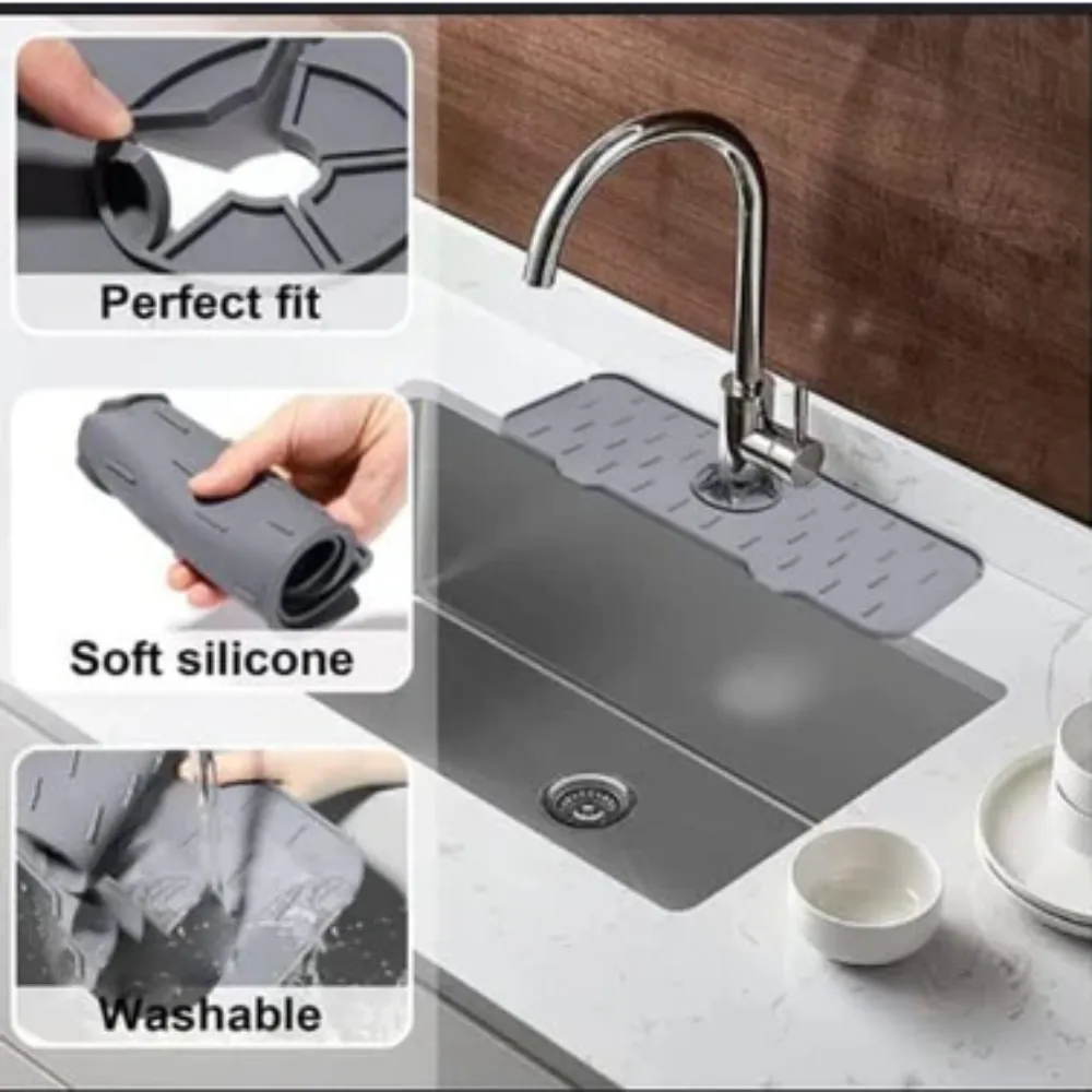 Silicone Faucet Mat – Kitchen Sink Splash Pad with Drainage