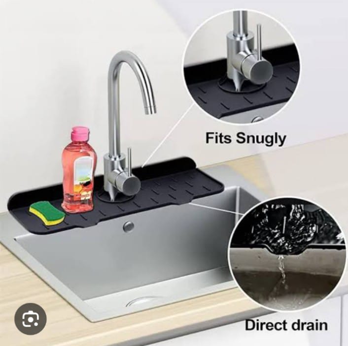 Silicone Faucet Mat – Kitchen Sink Splash Pad with Drainage