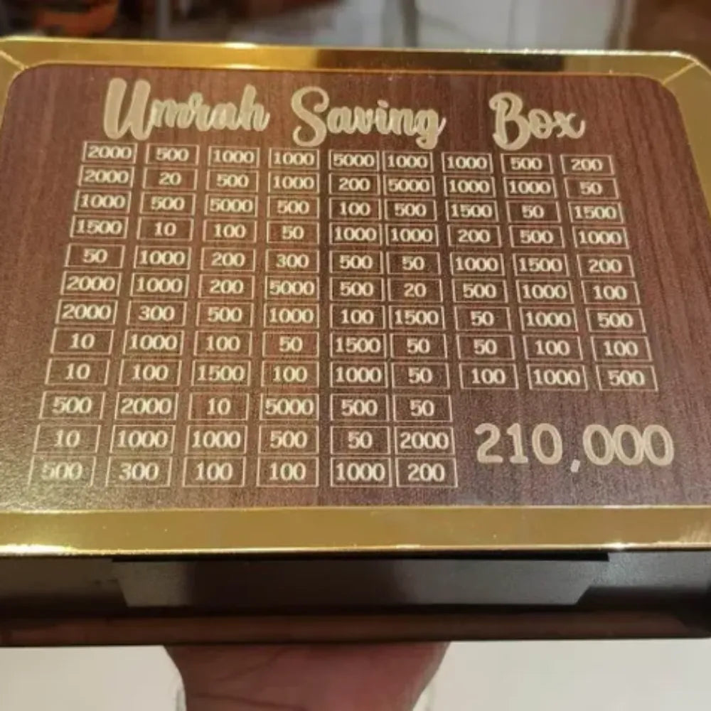 Wooden Umrah Saving Box – 280 Days Plan