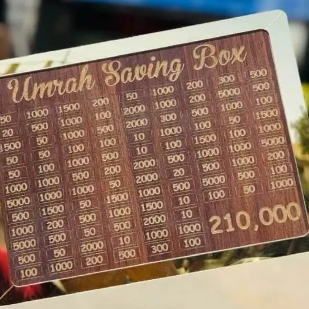 Wooden Umrah Saving Box – 280 Days Plan