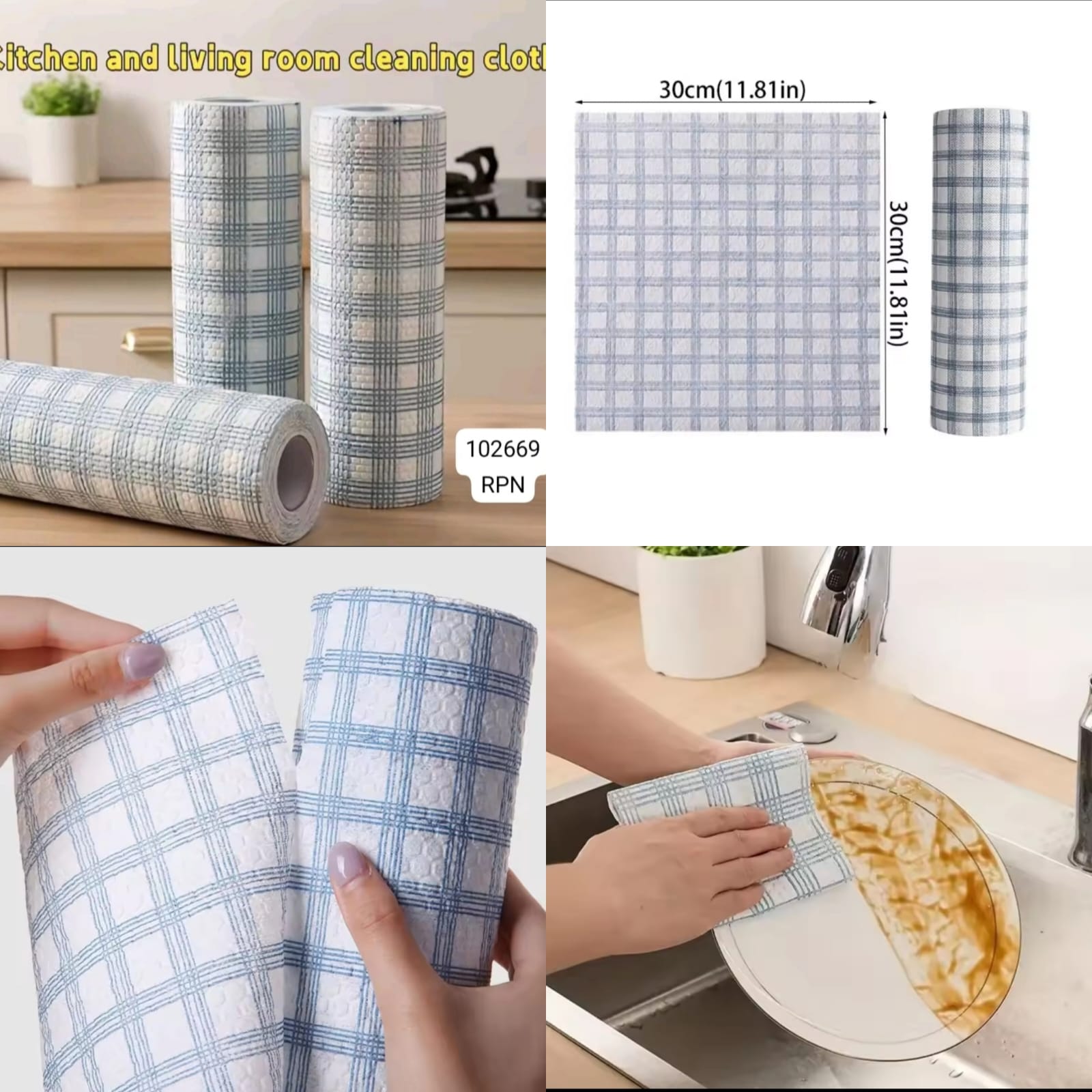 Kitchen & Living Room Cleaning Cloth Roll – 40 Pcs