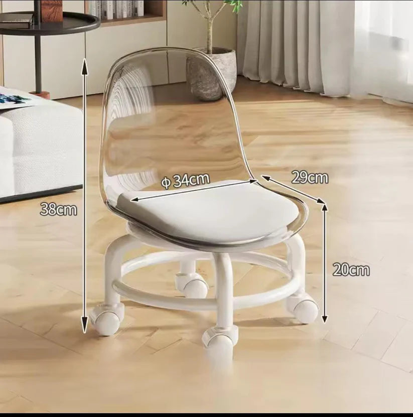 Transparent Heavy Duty Moveable Chair With Wheels