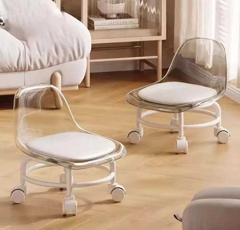 Transparent Heavy Duty Moveable Chair With Wheels