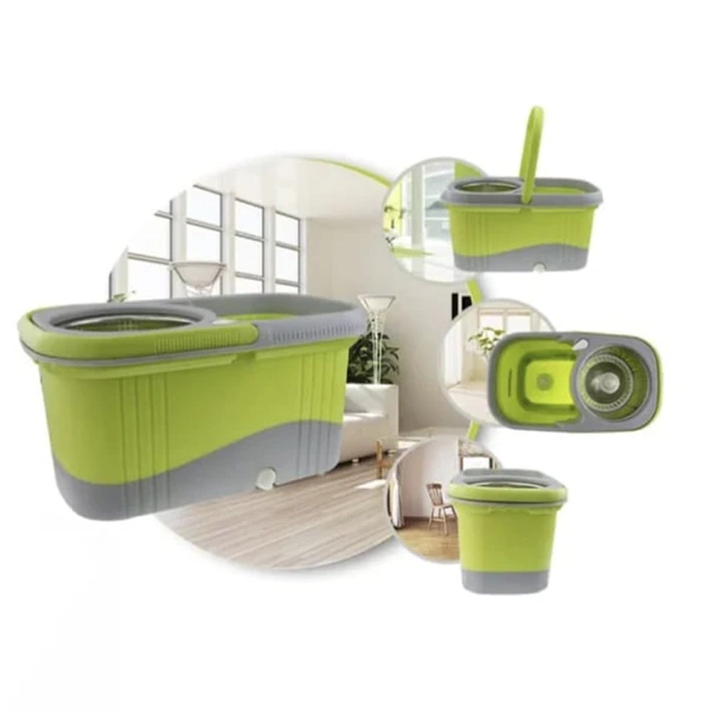 Spin Mop and Bucket With Wringer Set 360 Spinning Mop Bucket System Stainless Steel Adjustable Handle For Fool Cleaning