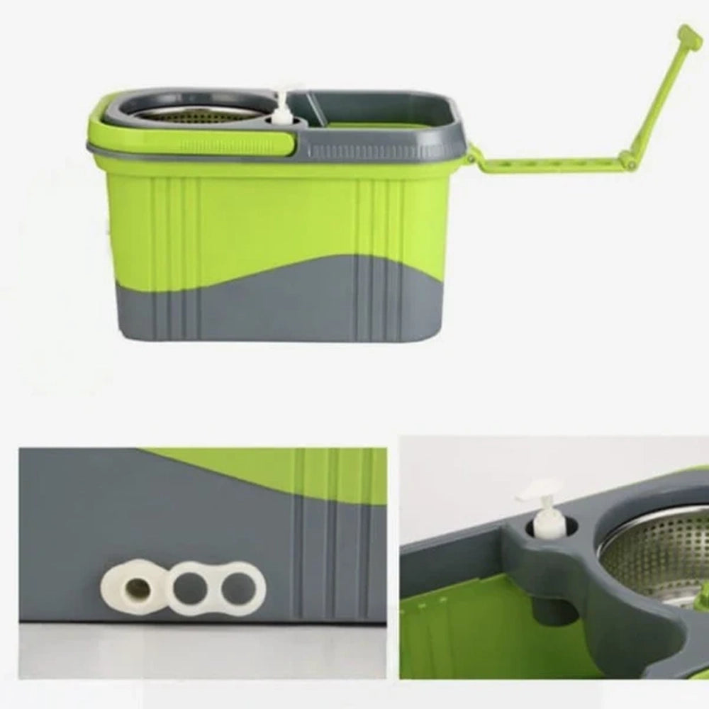 Spin Mop and Bucket With Wringer Set 360 Spinning Mop Bucket System Stainless Steel Adjustable Handle For Fool Cleaning