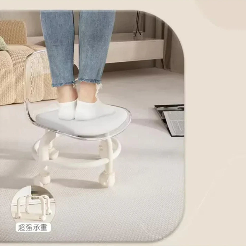 Transparent Heavy Duty Moveable Chair With Wheels