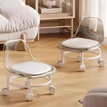 Transparent Heavy Duty Moveable Chair With Wheels