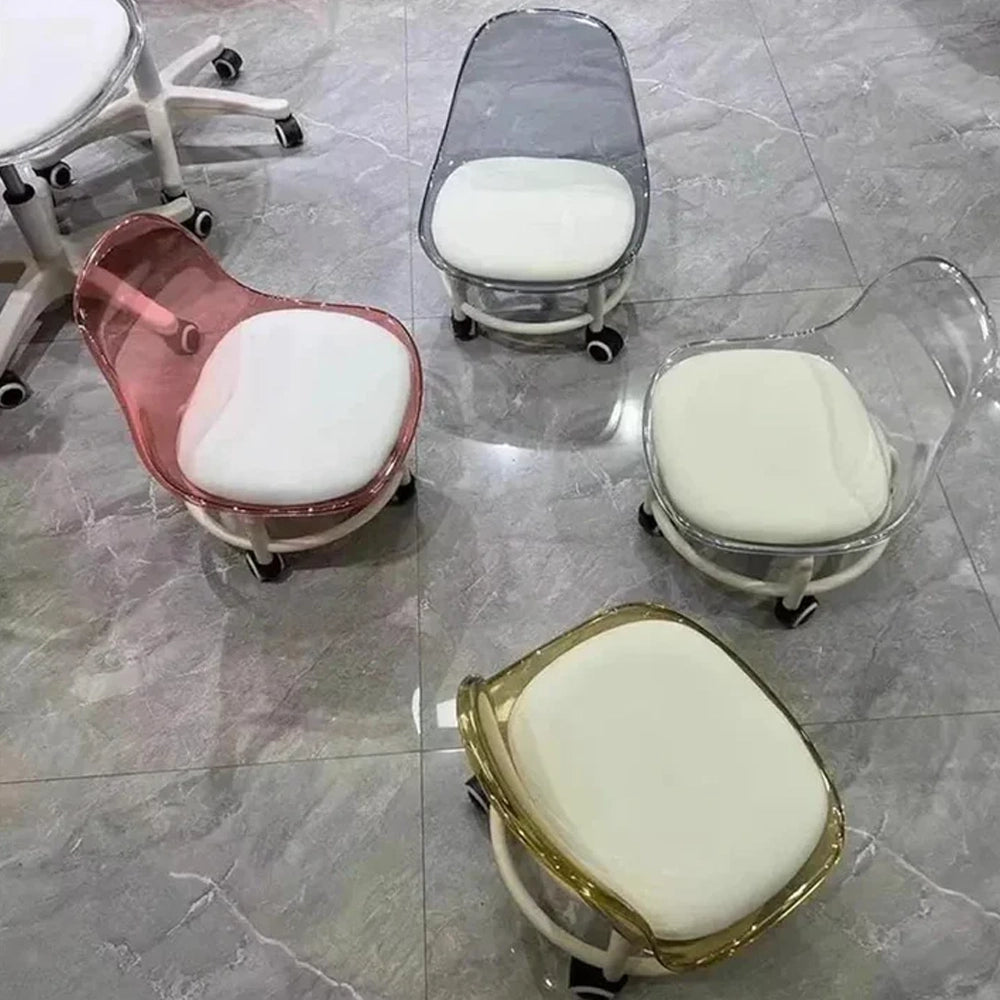 Transparent Heavy Duty Moveable Chair With Wheels