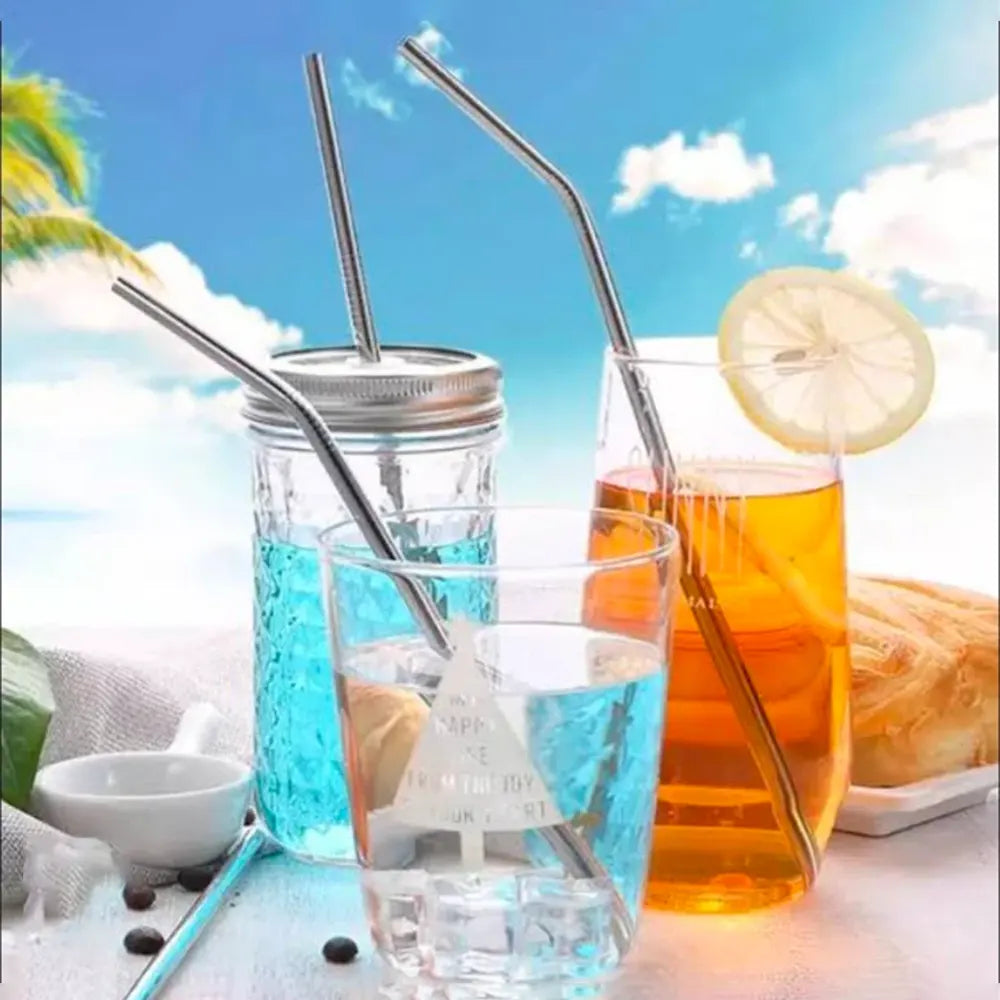 Creative Cocktail Straw Set, Stainless Steel 4 pc set