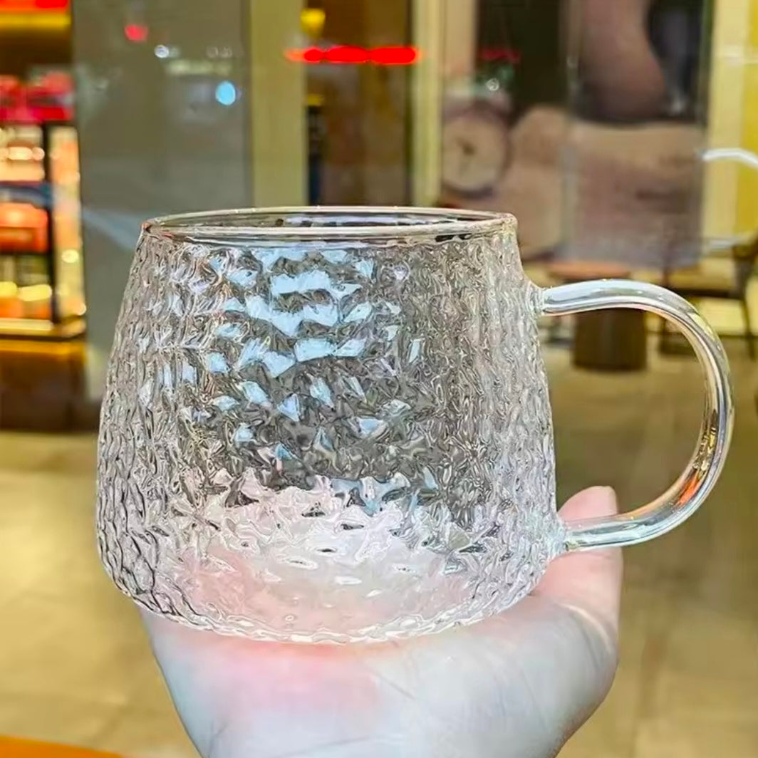400ml Hammer Pattern Coffee Bear Cup Juice Glass Mug Temperature Heat Resistant Hand Handle Tea Cup Household Drinking Cocktail